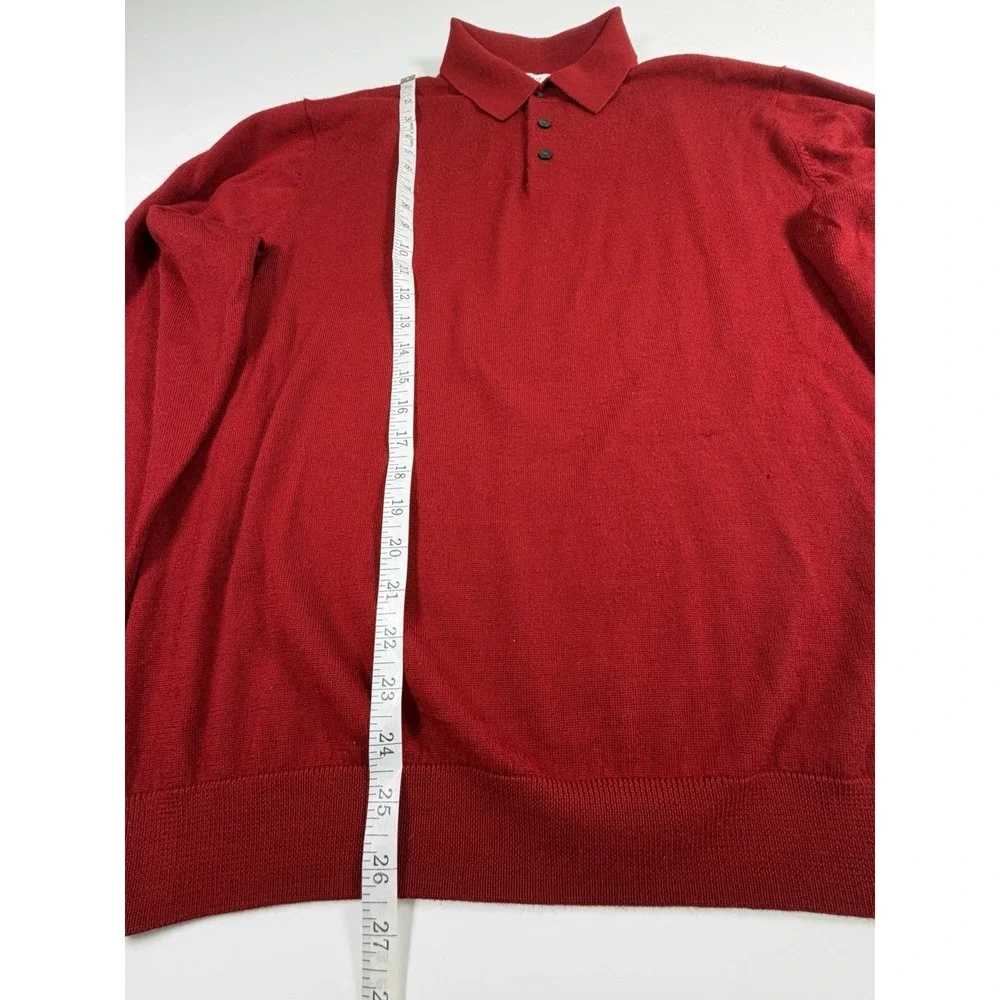 Turnbury Extra Fine Merino Wool Red Sweater Collar Men's Size Large
